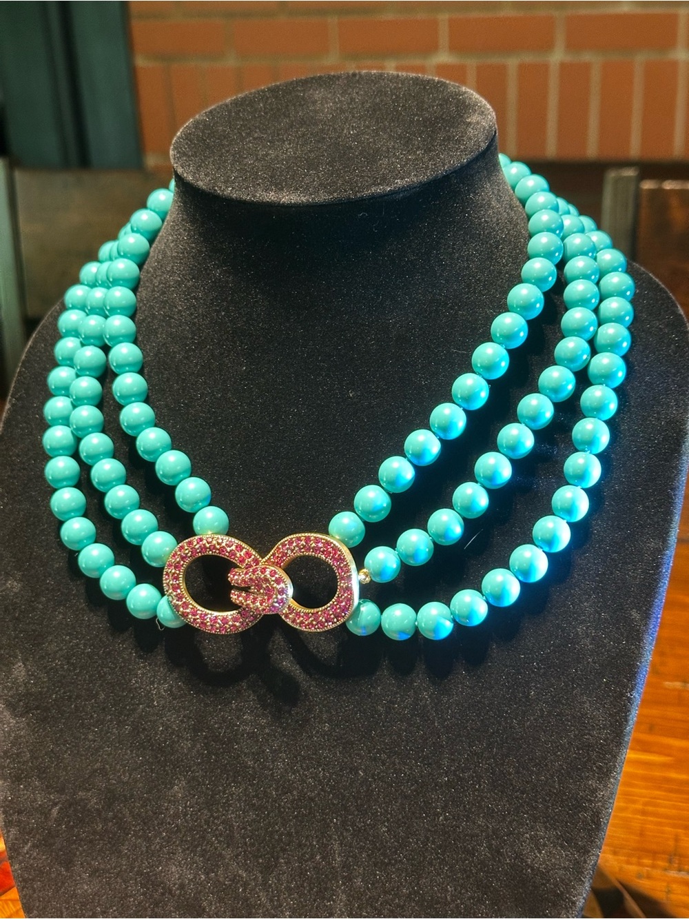HEIDI DAUS "Fascinating Fascinator" 3 Strand Beaded Necklace ~ Turquoise